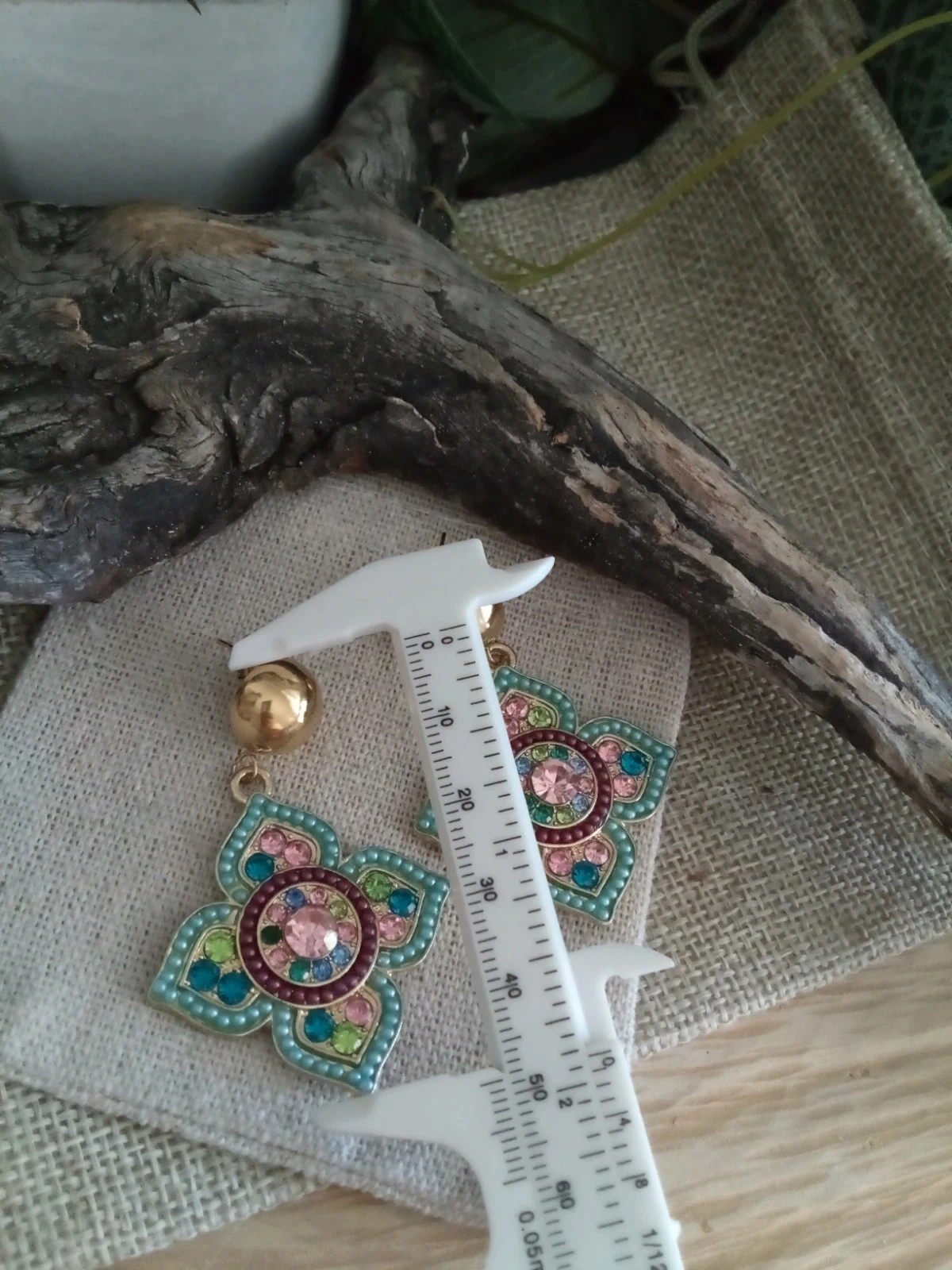 Boucles d'oreilles fleurs perles et zircons – photo 2